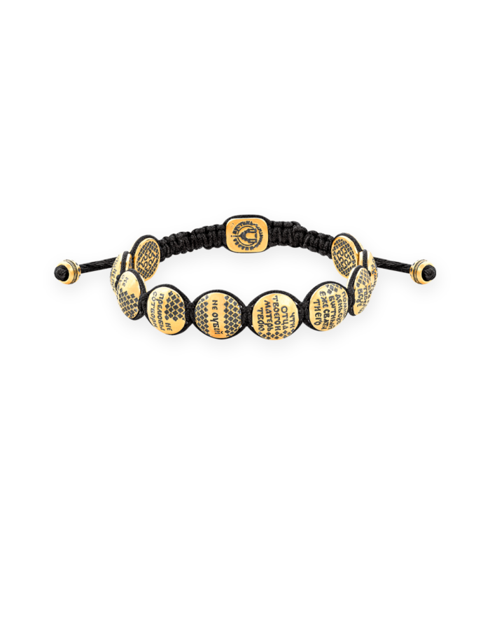 Orthodox Bead Bracelet 10 COMMANDMENTS in 925 Sterling Silver & 24K Gilding