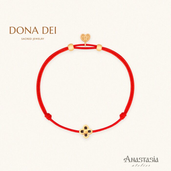 Red String Bracelet With Beads EQUILATERAL CROSS