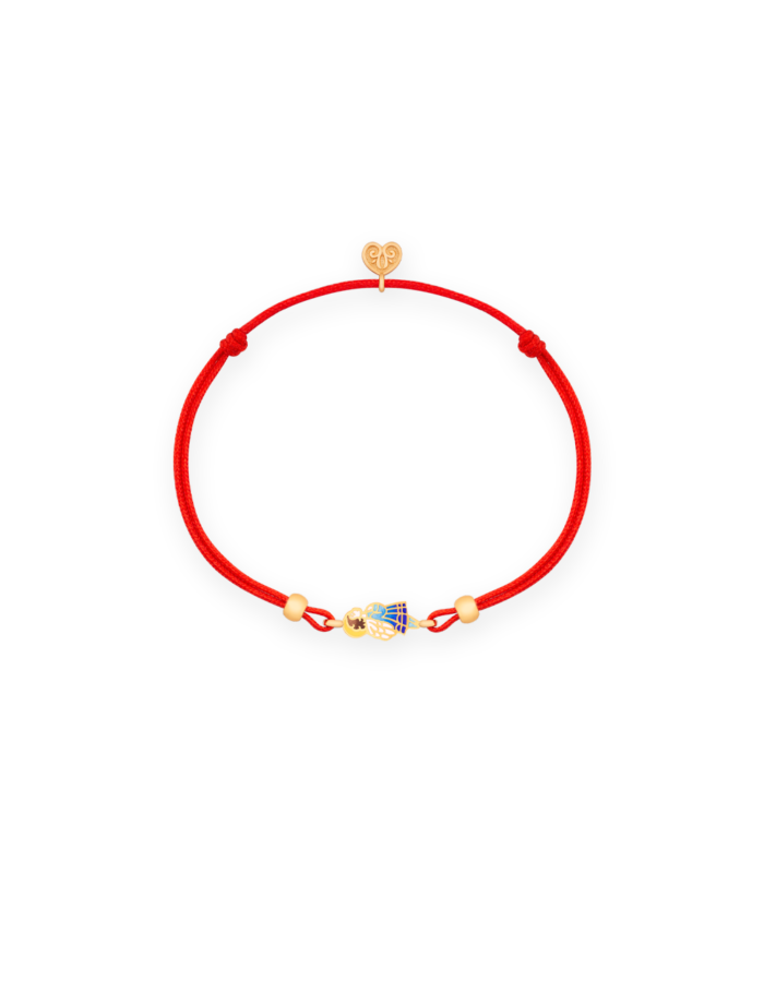 Red String Bracelet GUARDIAN ANGEL in 925 Sterling Silver & 24K Gilding