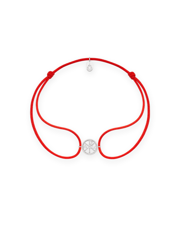 Christian Red String Bracelet CHRISM in 925 Sterling Silver