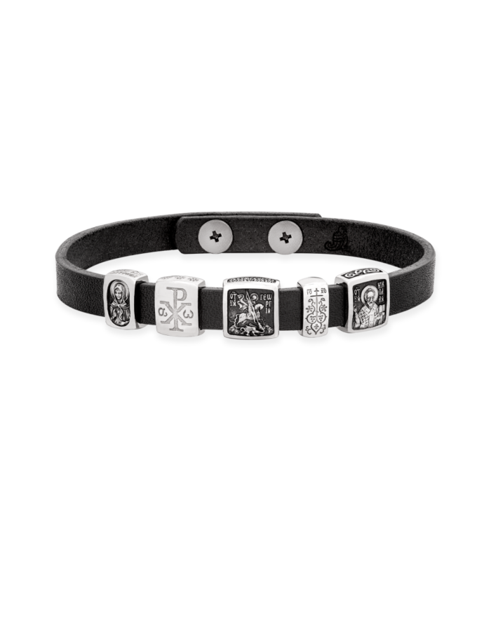 Christian Orthodox Genuine Leather Bracelet "SAVE AND PRESERVE" (Without Charms)