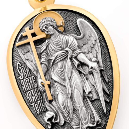 Christian Orthodox Icon Pendant "The Holy Martyr St Barbara", Sterling Silver & 24K Gold Plated, Master Jeweler Yuri Fedorov