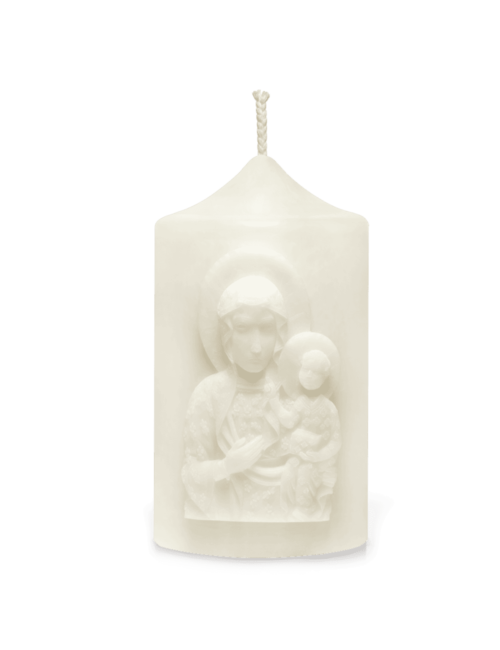 Christian pillar candle with OUR LADY OF CZESTOCHOVA bas-relief | made of natural wax | in gift box