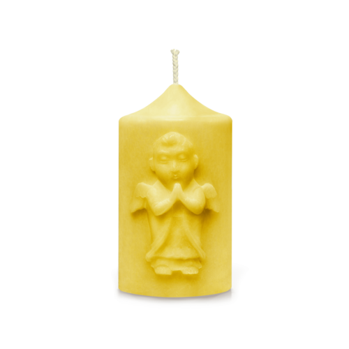 Christian pillar candle with PRAYER OF THE BABY'S ANGELS bas-relief | made of natural wax | in gift box