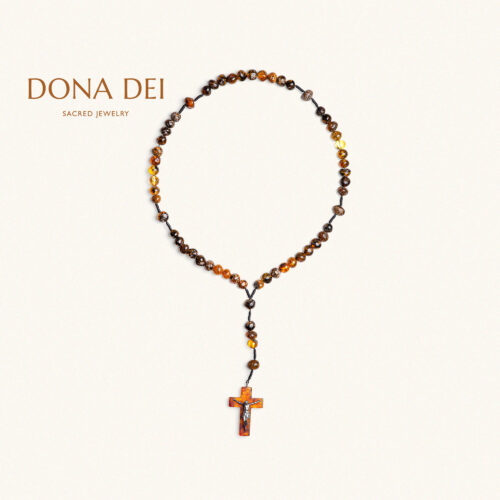 Handmade CATHOLIC AMBER BEADED ROSARY | in Baltic Amber & Sterling Silver