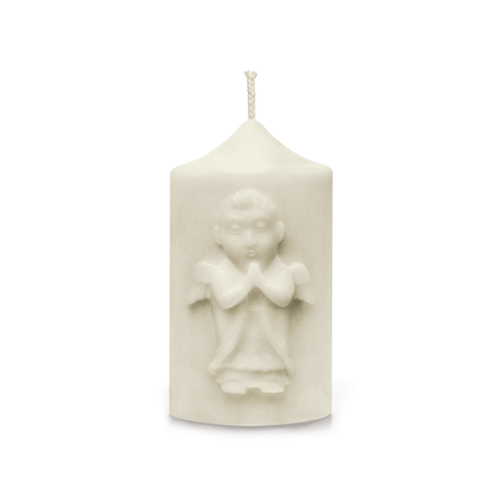 Christian pillar candle with PRAYER OF THE BABY'S ANGELS bas-relief | made of natural wax | in gift box