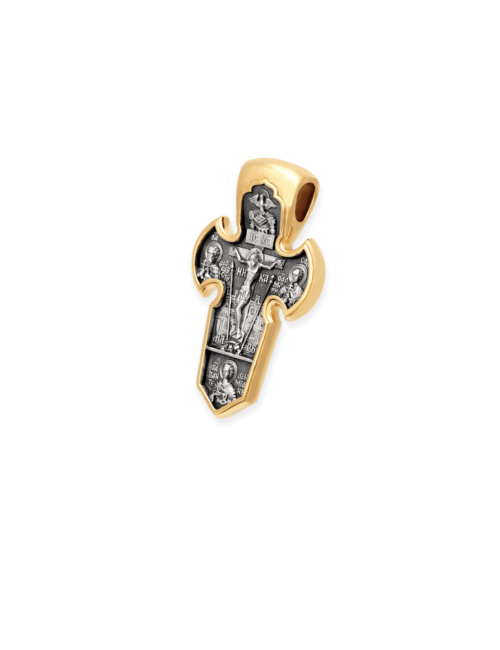 Russian Orthodox Cross Pendant CRUCIFIX. ARCHANGEL MICHAEL, Sterling Silver & 24K Gold Plated, Akimov Jewelry - Image 3